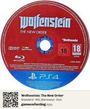 Wolfenstein: The New Order PlayStation 4, PAL disc