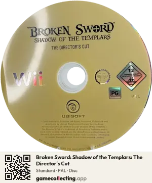 Broken Sword: Shadow of the Templars: The Director's Cut Nintendo Wii, PAL disc