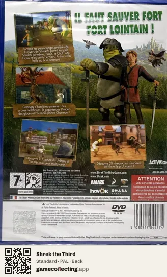 Shrek the Third PlayStation 2, PAL box back