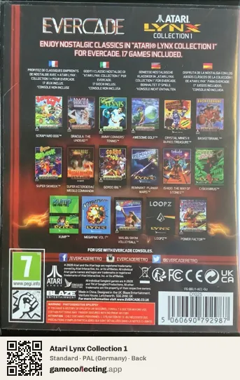 Atari Lynx Collection 1 Evercade, Germany box back
