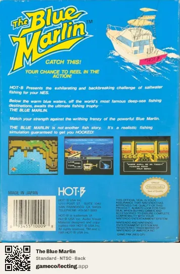 The Blue Marlin Nintendo Entertainment System, NTSC box back