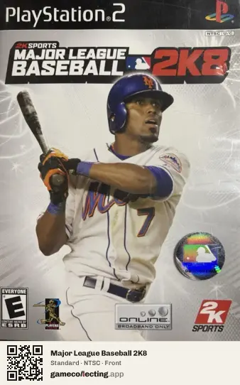 Major League Baseball 2K8 PlayStation 2, NTSC box front