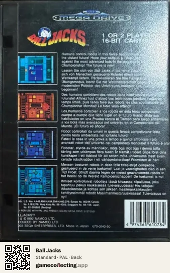 Ball Jacks Sega Mega Drive / Genesis, PAL box back