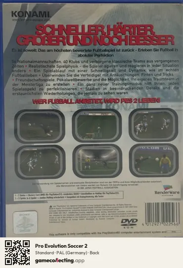 Pro Evolution Soccer 2 PlayStation, Germany box back