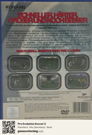 Pro Evolution Soccer 2 PlayStation, Germany box back