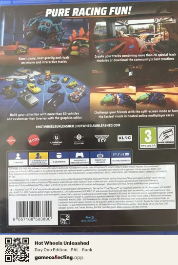 Hot Wheels Unleashed PlayStation 4, PAL box back
