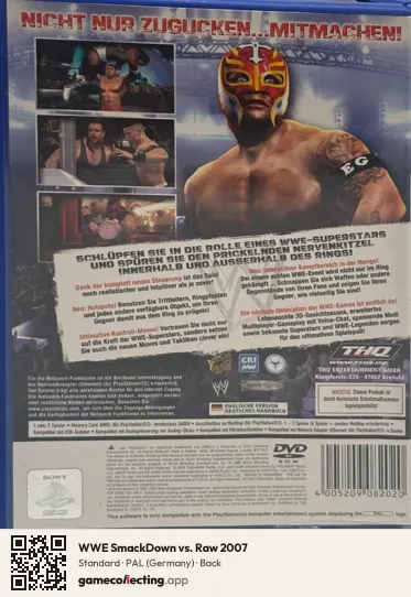 WWE SmackDown vs. Raw 2007 PlayStation 2, Germany box back