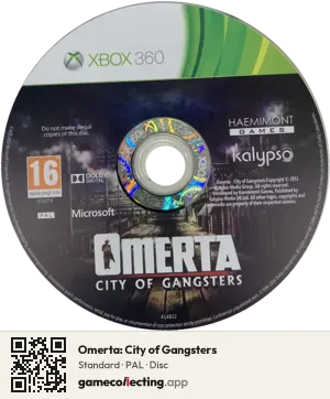 Omerta: City of Gangsters Xbox 360, PAL disc