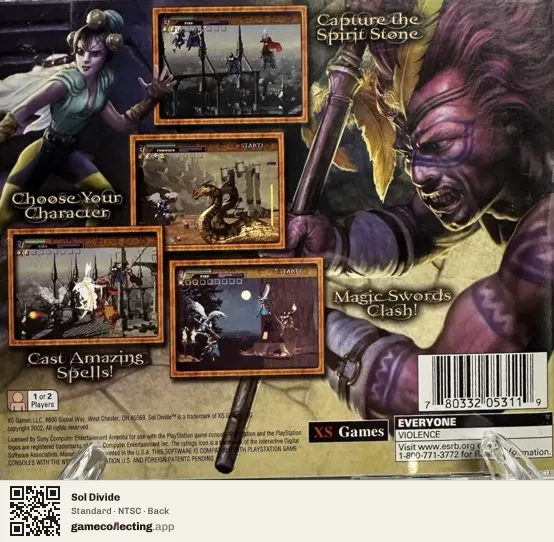Sol Divide PlayStation, NTSC box back