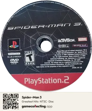 Spider-Man 3 PlayStation 2, NTSC disc