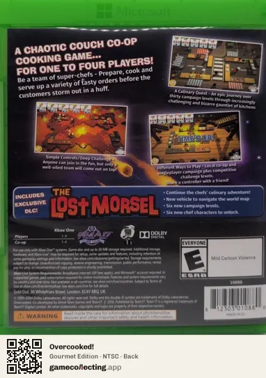 Overcooked! Xbox One, NTSC box back