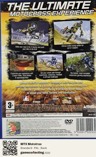 MTX Mototrax PlayStation 2, PAL box back