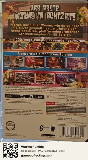 Worms Rumble Nintendo Switch, Germany box back