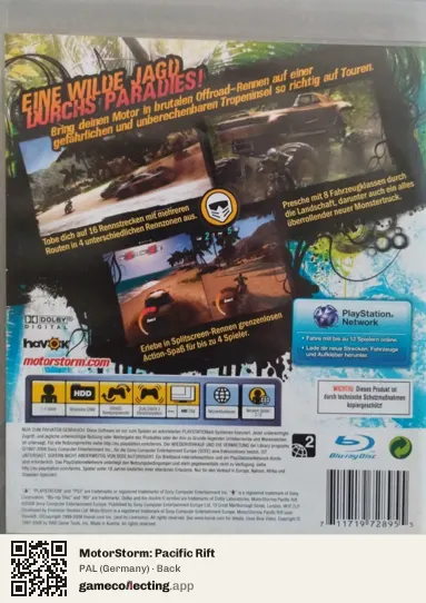 MotorStorm: Pacific Rift PlayStation 3, Germany box back
