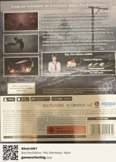 Silent Hill f PlayStation 5, Germany box back