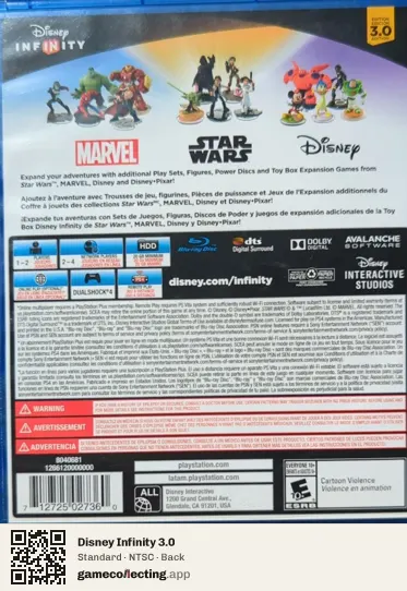 Disney Infinity 3.0 PlayStation 4, NTSC box back