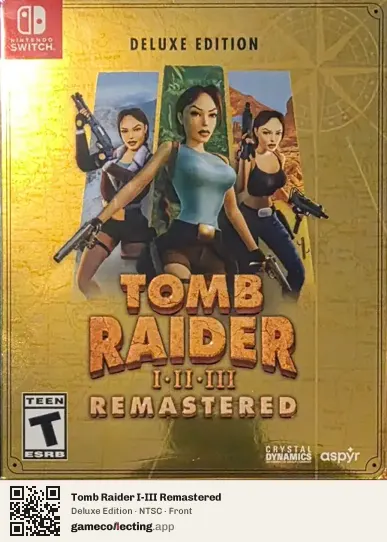 Tomb Raider I-III Remastered Nintendo Switch, NTSC box front