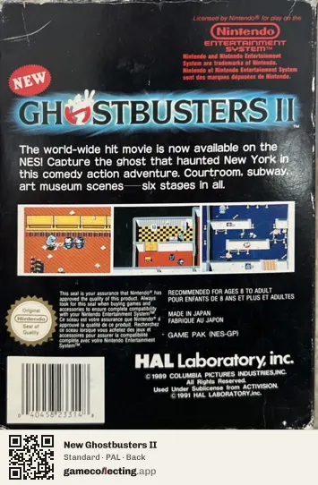 New Ghostbusters II Nintendo Entertainment System, PAL box back