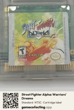 Street Fighter Alpha: Warriors' Dreams Game Boy Color, NTSC cartridge label