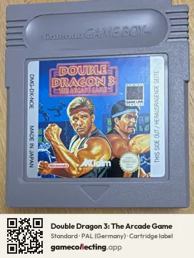 Double Dragon 3: The Arcade Game Game Boy, PAL cartridge label