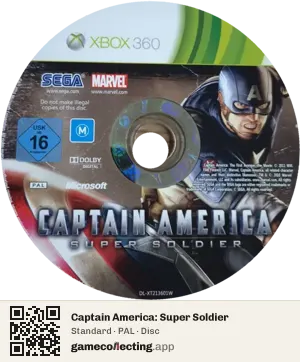 Captain America: Super Soldier Xbox 360, PAL disc