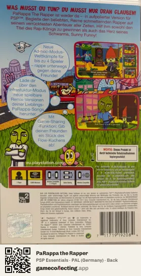 PaRappa the Rapper PlayStation Portable, Germany box back