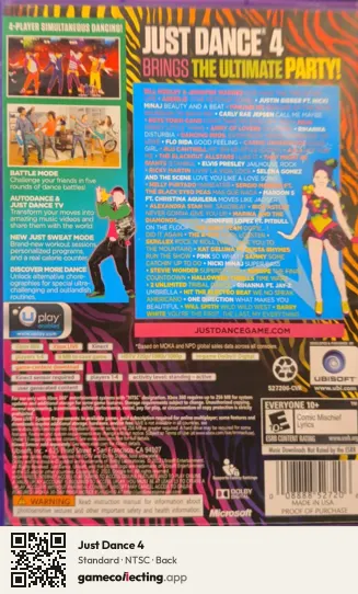 Just Dance 4 Xbox 360, NTSC box back