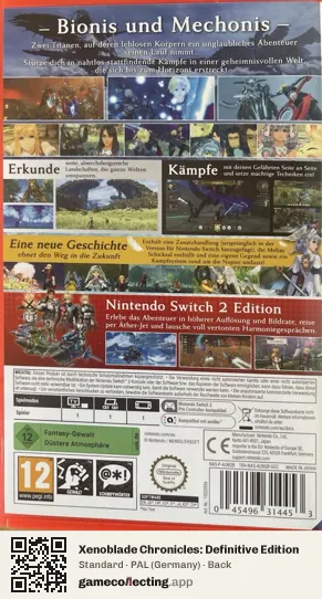 Xenoblade Chronicles: Definitive Edition Nintendo Switch 2, Germany box back