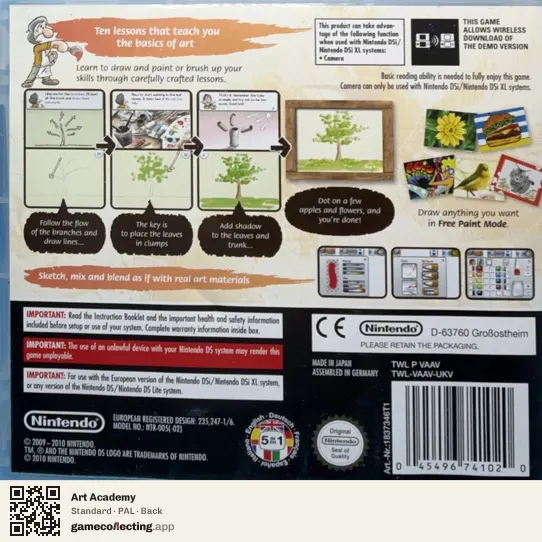 Art Academy Nintendo DS, PAL box back