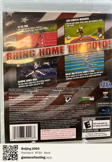 Beijing 2008 PlayStation 3, NTSC box back