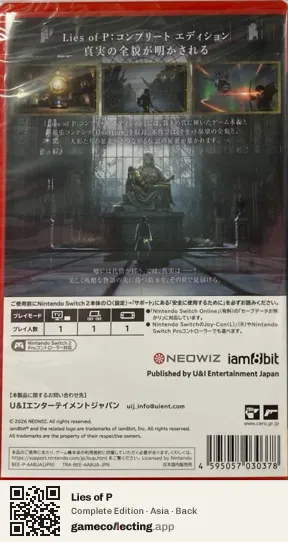 Lies of P Nintendo Switch 2, Asia box back
