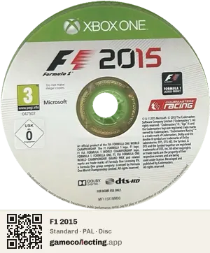 F1 2015 Xbox One, PAL disc