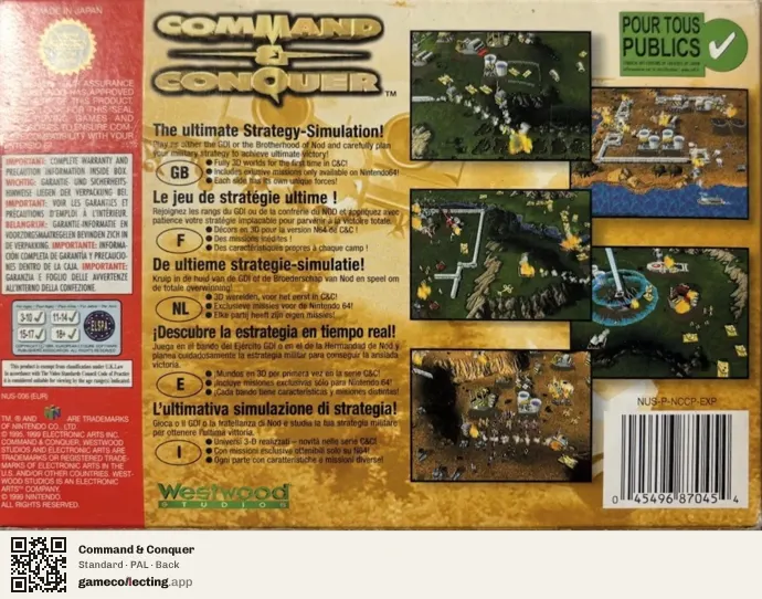 Command & Conquer Nintendo 64, PAL box back