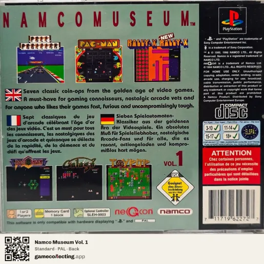 Namco Museum Vol. 1 PlayStation, PAL box back