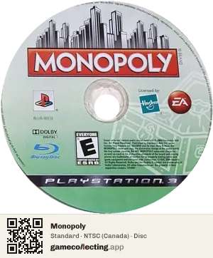 Monopoly PlayStation 3, NTSC disc