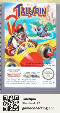 TaleSpin Nintendo Entertainment System, PAL cartridge label