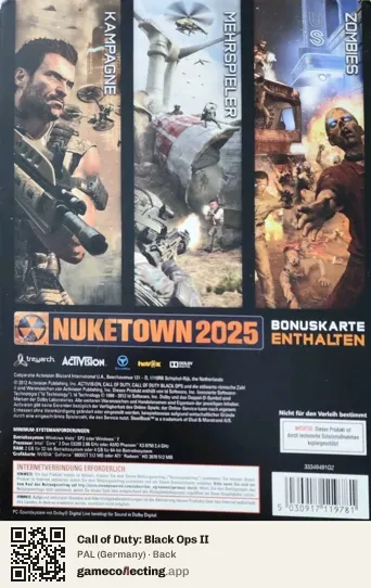 Call of Duty: Black Ops II Computer, Germany box back