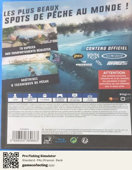 Pro Fishing Simulator PlayStation 4, France box back
