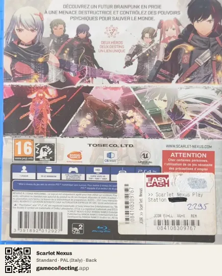 Scarlet Nexus PlayStation 4, Italy box back
