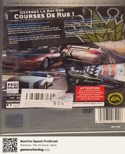 Need for Speed: ProStreet PlayStation 2, France box back
