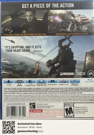 Battlefield Hardline PlayStation 4, NTSC box back