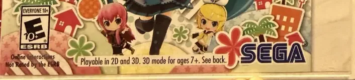 Hatsune Miku: Project Mirai DX, the ESRB box on its front