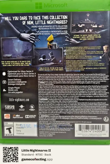 Little Nightmares II Xbox Series X, NTSC box back