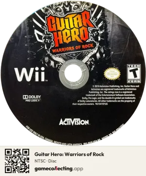 Guitar Hero: Warriors of Rock Nintendo Wii, NTSC disc