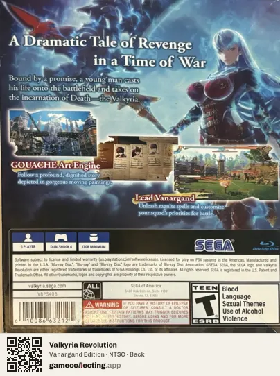 Valkyria Revolution PlayStation 4, NTSC box back
