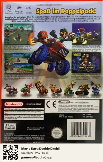 Mario Kart: Double Dash!! Nintendo GameCube, PAL box back