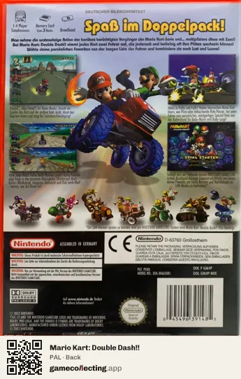 Mario Kart: Double Dash!! Nintendo GameCube, PAL box back