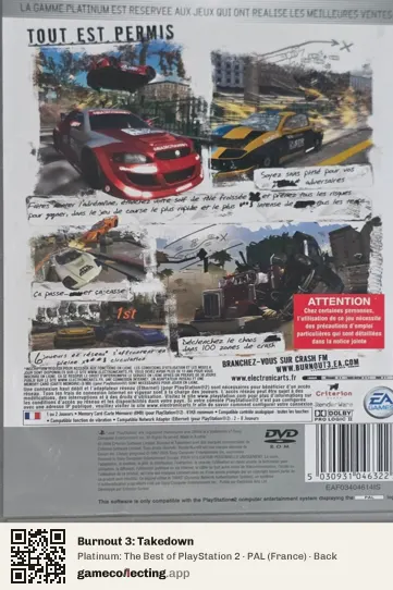 Burnout 3: Takedown PlayStation 2, France box back
