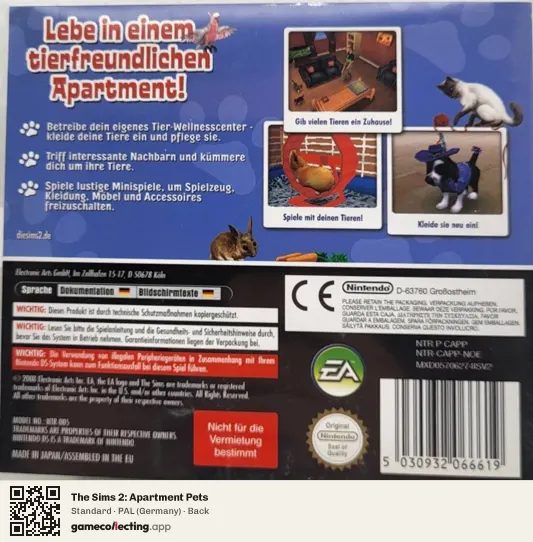 The Sims 2: Apartment Pets Nintendo DS, Germany box back