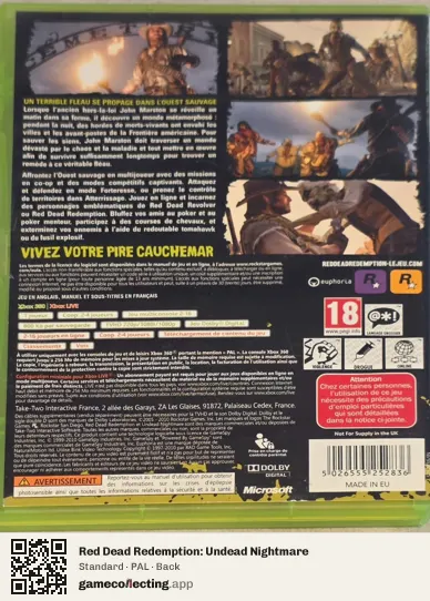 Red Dead Redemption: Undead Nightmare Xbox 360, PAL box back